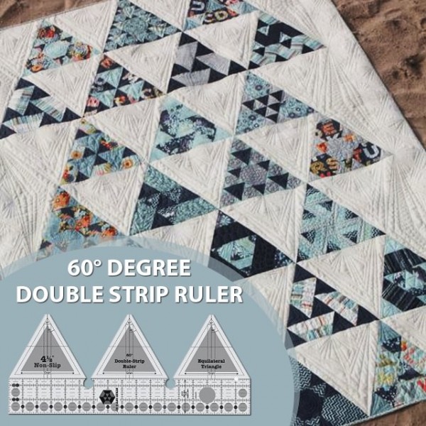 45°、60° & 90° Degree Double-Strip Quilt Ruler - With Instructions